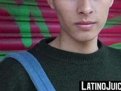 Sparkly spotted schoolgirl Damon showers himself with my trickling warm jizz