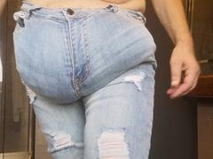 Bulge in snug jeans
