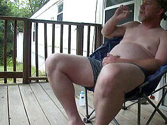 wordy Redneck father Porch Jerk Off & cum