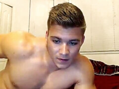 Muscular hottie Kyle Dean jerking his cock big time