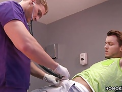 Gay doctor sucking off his handsome patient
