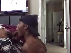 Black Thug Gives Head to His Homie and Swallows His Cum