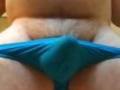 macpurc Blue Speedo Bulge and Belly Play AND CUM