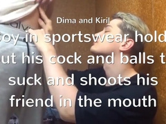Amateur 66-dami And Kiril-kolinart-boy In Sportswear Holds Out His Cock And Balls To Su