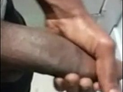 Str8 at work playing with his big black dick 6