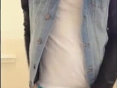 Youngster shoots a load rigid while draining off in school dormitory bedroom