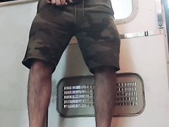 Train jerking & cum... nasty foreign commuter enjoys licking Serbian men sperm wherever he finds it...
