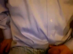 Dad big cock cums on shirt 12