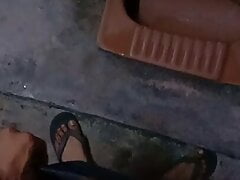 Pissing in toilet