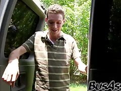Straight dude doesnt mind ass fucking a twink in the van