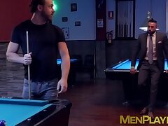 Men in suits hook up in the club for some deep anal sex