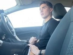 Young and inexperienced twink jerks off in the car park - straight or gay, who cares?