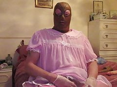 Wanking in soft plastic and lingerie.