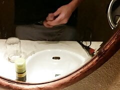 Big cum squirt in the mirror at home