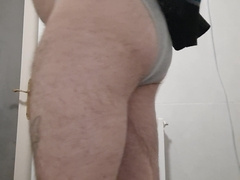 fur covered wolf takes out his monstrous dick and pisses