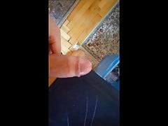 I masturbate my cock at table corner