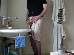 Demurely dressed crossdresser wanking and cumming 2