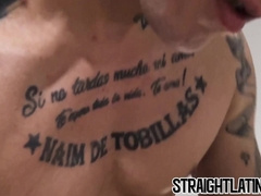 Young Latino bare penetrated while sucking two dicks