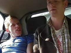 Picked up twinks drive around while having rough threesome