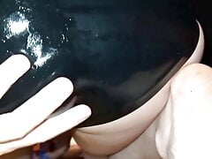 shoving water balloons in my ass wearing latex panties