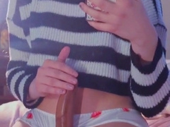 purple hair femboy wails and finishes off a pile