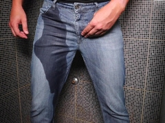 Peeing inwards my denim concluded with massive jizz