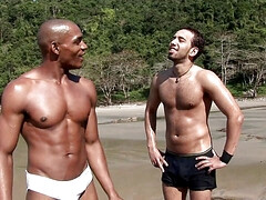 Two african men fucking on the beach