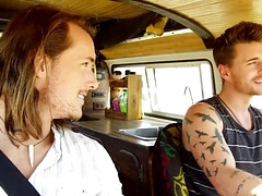 Two horny lads are taking turns on one submissive twink