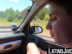 Skinny Latino twink Lorenzo Latin rides stud Leo hard dick 2