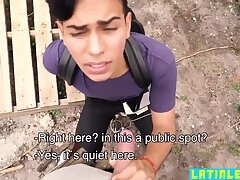 Cute latino ass plowed and anal fucked bareback outdoor