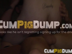 Tattoed gay sucks dick and moans while barebacking on top