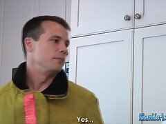 Handsome Firefighter Wanking and Jizzing