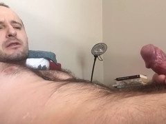 Hairy French stud with a thick cock pleasures himself naked