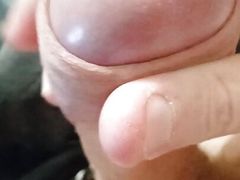 Guy jerking off uncircumcised cock on the table  #9