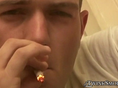 Twink Bryce Corbin blasts thick load while he smokes and strokes solo