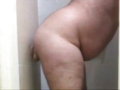 my hubby having fun alone in shower