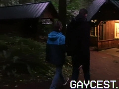 GAYCEST - Suspended Parent Pounds his Youthfull Teenager Guy Condom-Free in Cabin