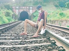 Nude on railway track sexy tall men