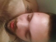 Hunk cumming in own mouth
