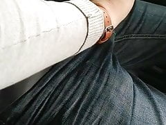 Wife masturbating my dick driving and recording