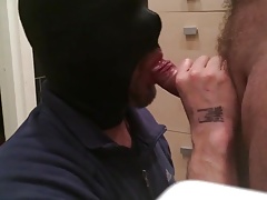 Feeding a load to the masked cumslut 3