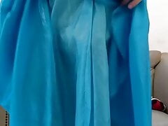 Pleasure with satin blue long gown