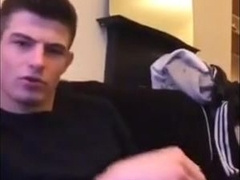 Cute guy jerks his big cock off 4