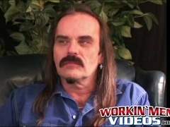 Hairy older homo jerks off wildly before releasing his semen