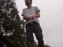 Pumping my man rod in public