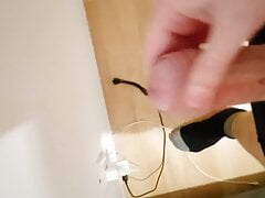 Hot guy wanks big cock before bed