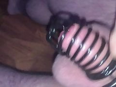 Slaveboy orgasm in chastity
