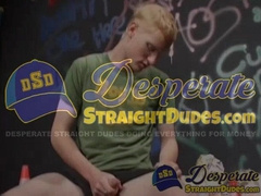Adorable blond dude Kaos Casper tugs his cock and unleashes a huge cum load