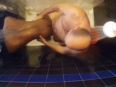 Daddy's Interracial Bareback Shower Fuck