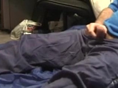 Jerking off in thin nike trackies track pants